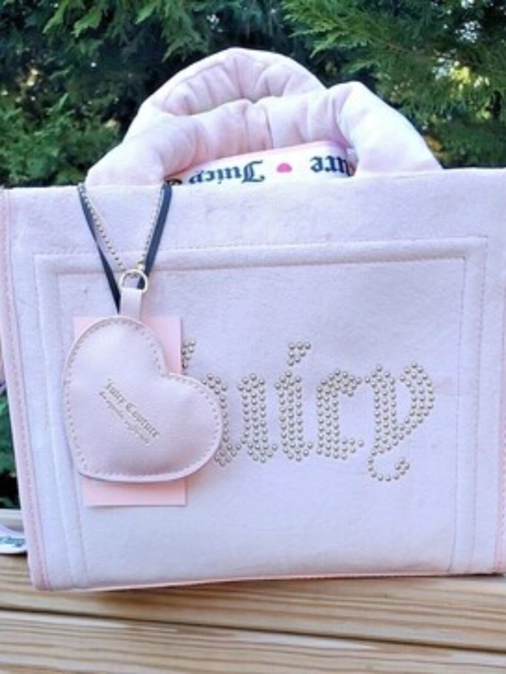 Juicy Couture Extra Spender Mini Tote Bag Crossbody Purse Pink Velour NWT